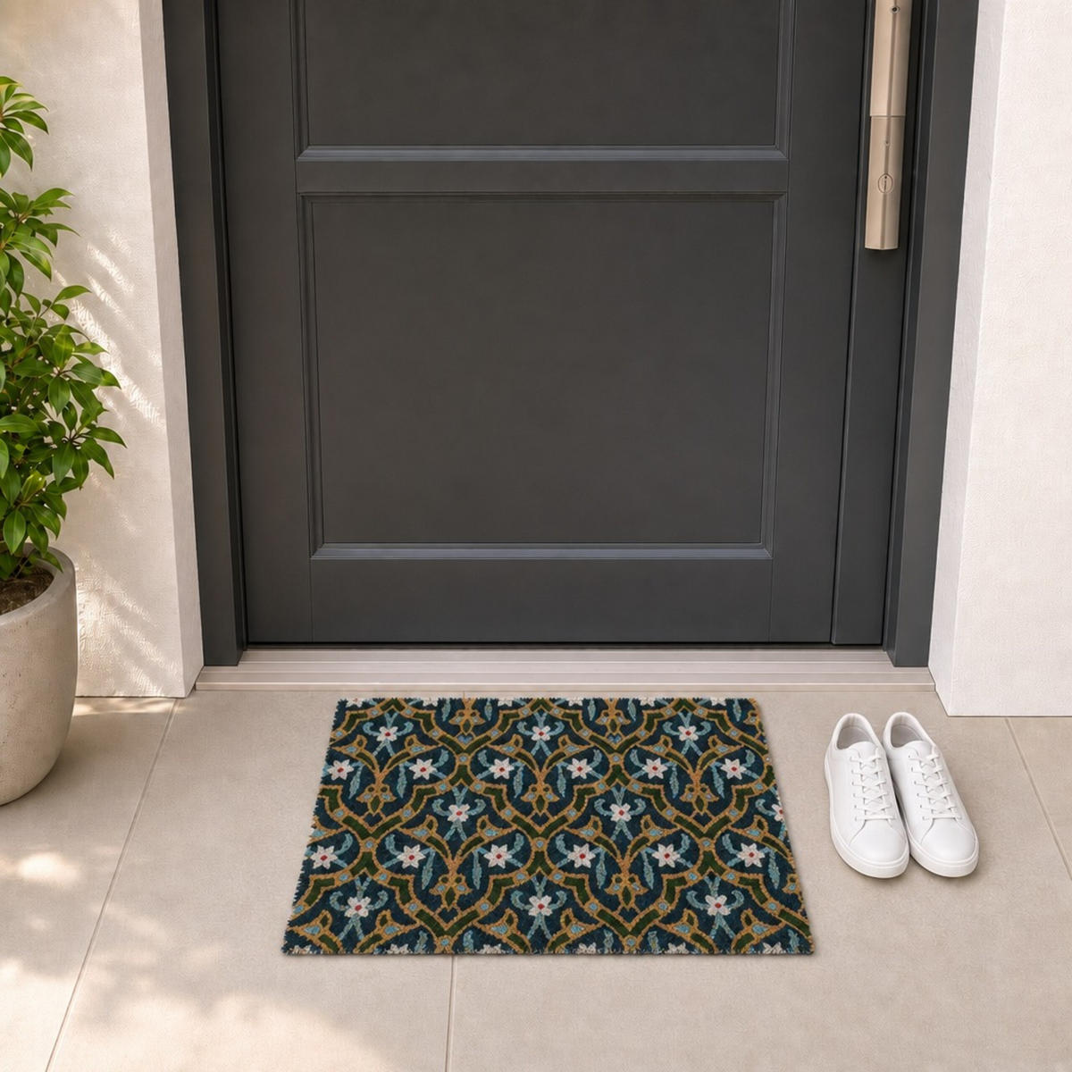 FUSSMATTE Bunt Kokos rutschfest 60x40 cm - Multicolor, Kunststoff/Textil (60/40cm) - Relaxdays