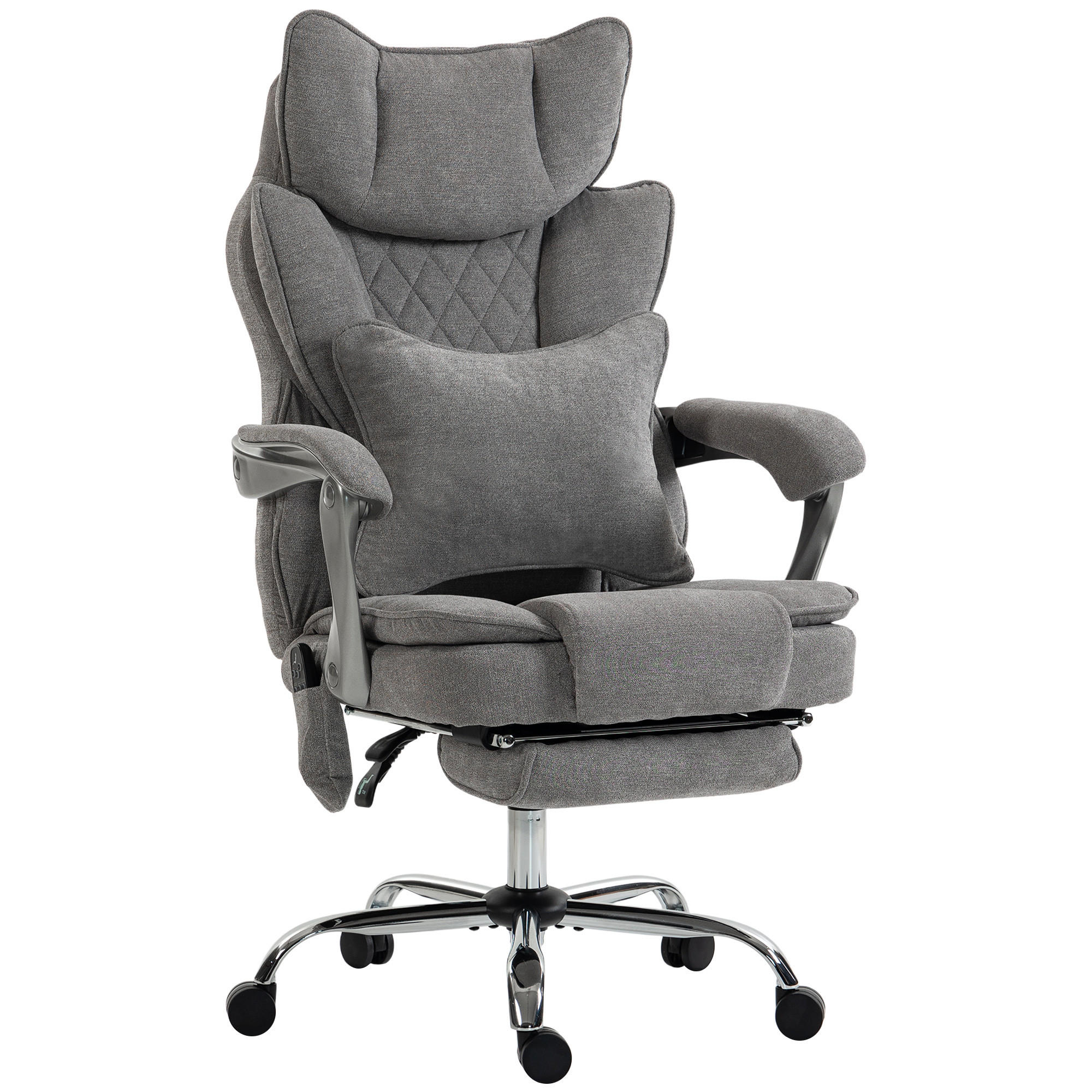 BÜROSTUHL Polyester Grau - Silberfarben/Grau, Kunststoff/Textil (73/123/78.5cm) - HOMCOM