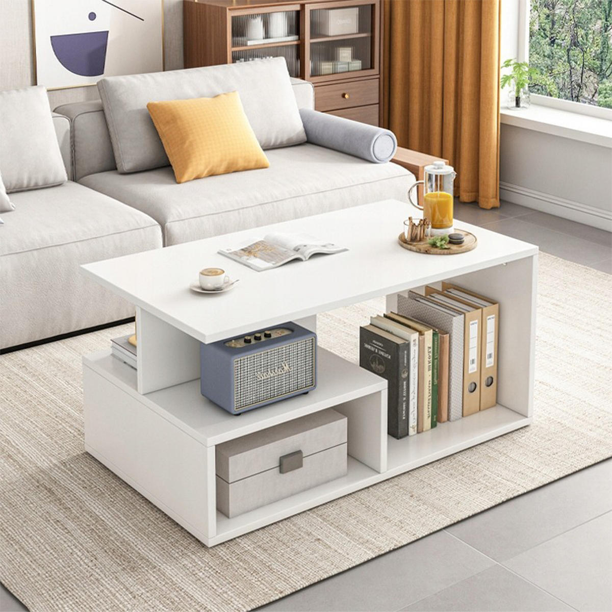 COUCHTISCH, weiß 90/43/51 cm - Weiß, Holzwerkstoff (43/90/51cm)