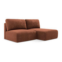ECKSOFA mit Schlaffunktion rechts Chenille Stoff Orange - Terra cotta/Schwarz, Kunststoff/Textil (210/149cm) - Makamii