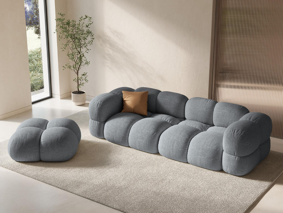 POUF Loretto aus strukturiertem Stoff grau - Grau, Textil (90/40/90cm) - Cosmopolitan Design