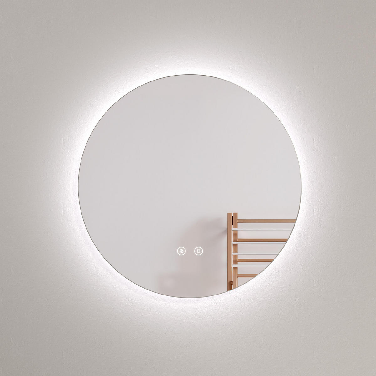 BADSPIEGEL Runder mit Antibeschlag Rahmenlos ф60 cm - Weiß, Glas (60/3.5/60cm) - EMKE