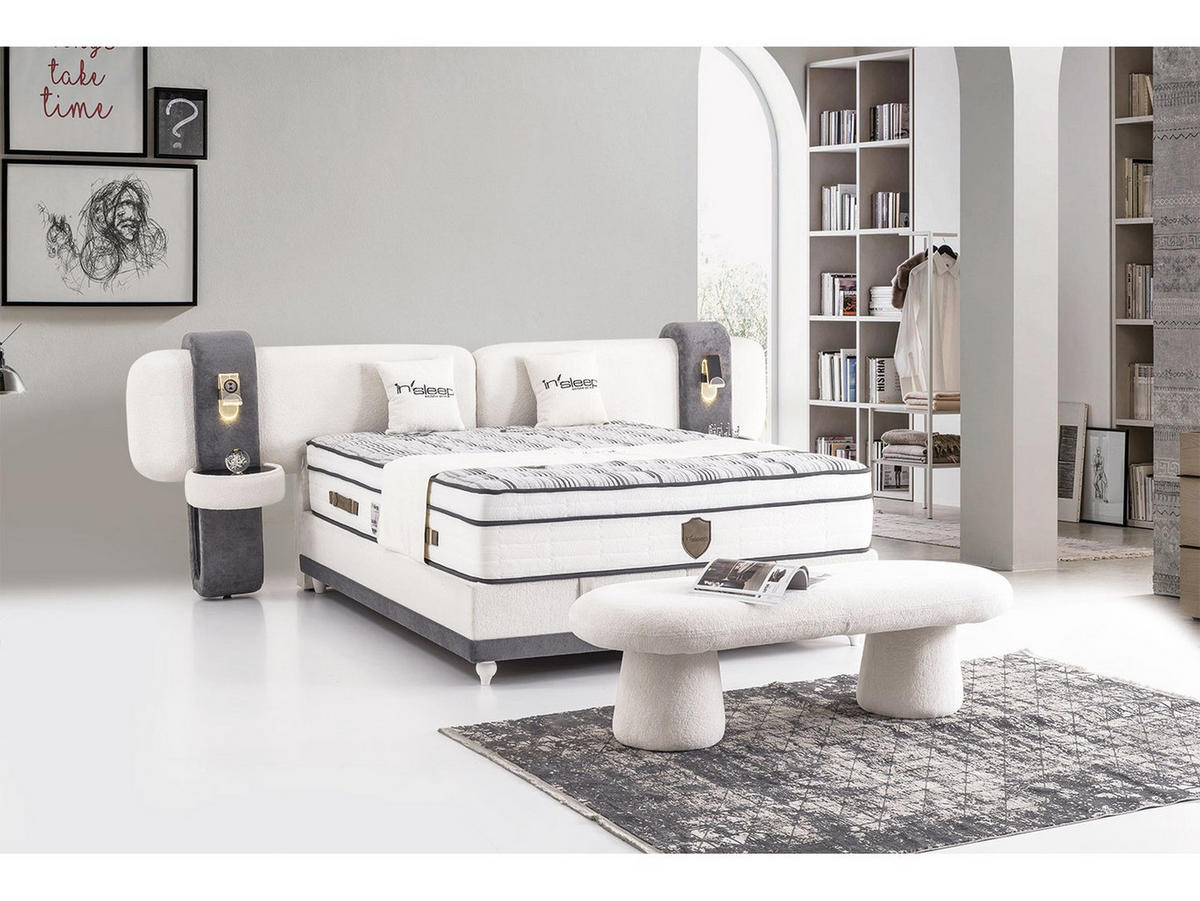 POLSTERBETT Mona 180x200 Creme - Creme, Textil/Metall (180/200cm) - Villa Möbel