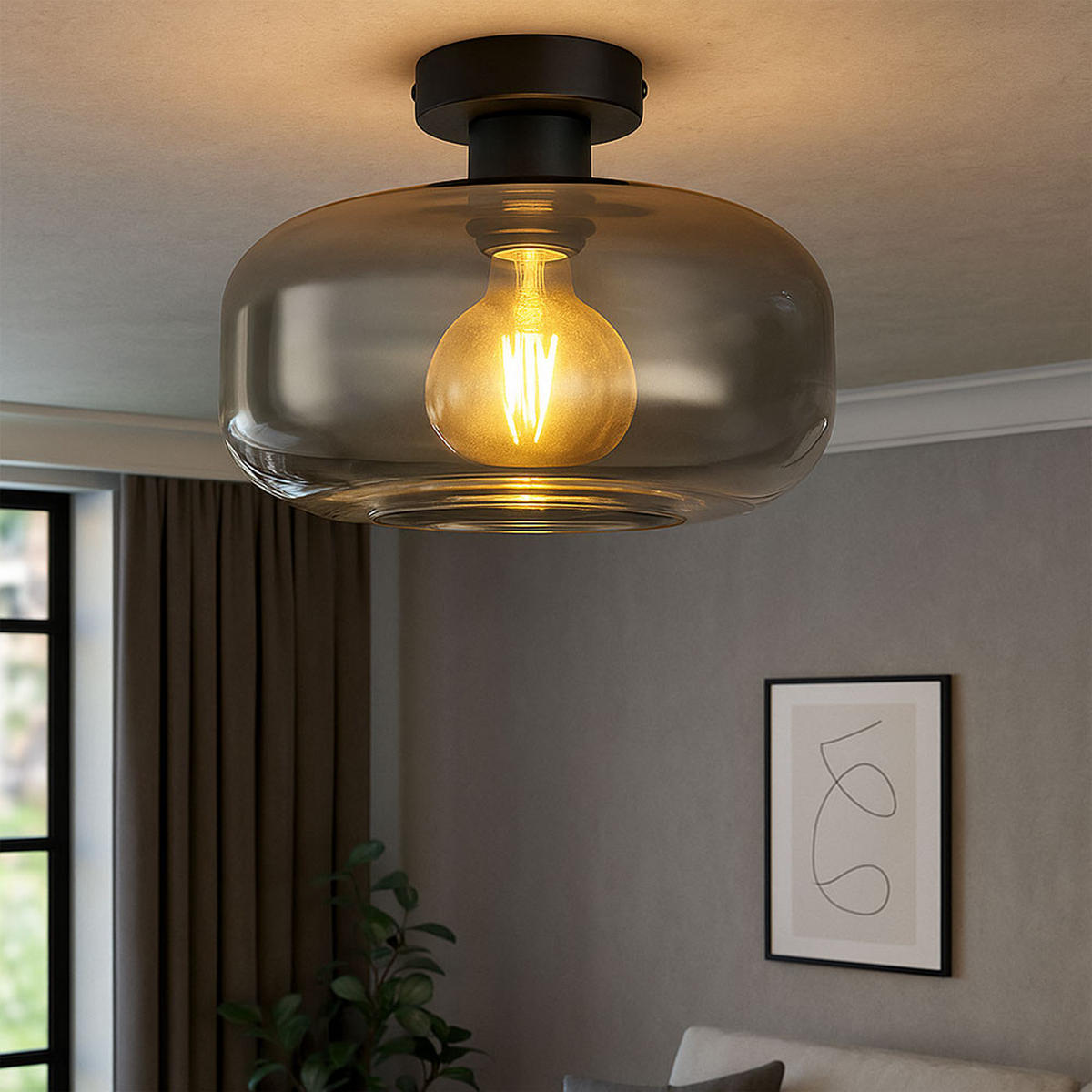 LED DECKENLEUCHTE Metall Schwarz - Schwarz, Glas (28/28/20.5cm) - Globo Lighting