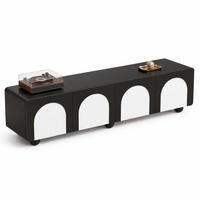 LOWBOARD in Schwarz und Weiß TV-Schrank mit Schubladen für Wohnzimmer, B180/T38/H45 cm - Schwarz/Weiß, Holzwerkstoff/Metall (180/45/38cm) - STILVORA