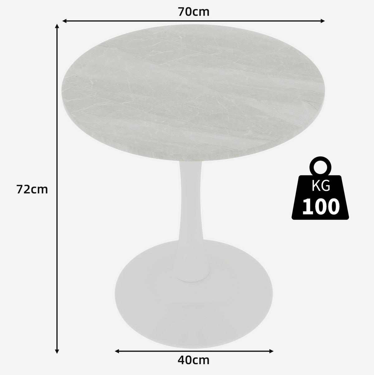 COUCHTISCH 70/70/72 cm aus Kunstmarmor in Weiß mit modernem Design - Weiß, Stein (70/70/72cm) - OKMYHOME