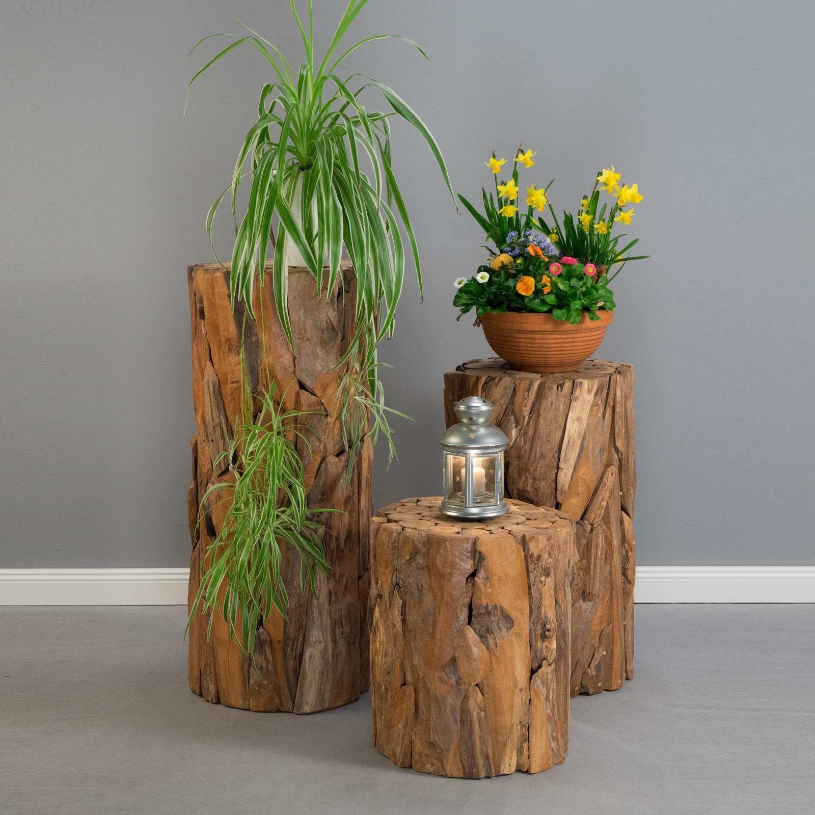 DEKO-SÄULE Malea 60 Massivholz, rund, für Pflanzen, Kerzen naturfarben - Naturfarben, Holz (35/60/35cm) - CREEDWOOD