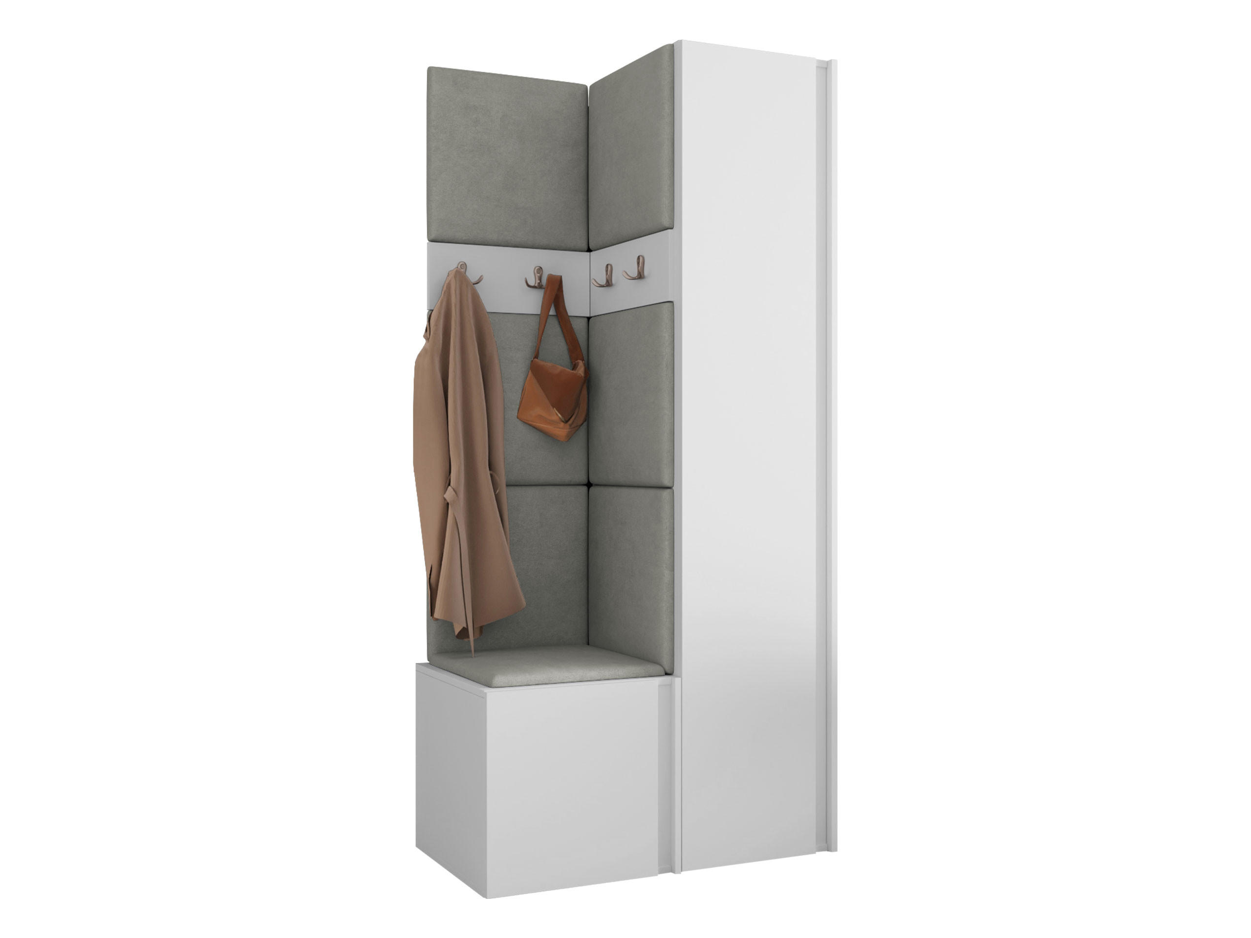 GARDEROBEN-SET Orion XXIV - Weiß/Grau, Holzwerkstoff/Kunststoff (82/186/46cm) - MIRJAN24