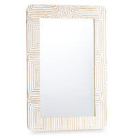 WANDSPIEGEL Mangoholz Lines&Curves 60/90 cm - Weiß, Holz (90/2/60cm) - Giftdecor