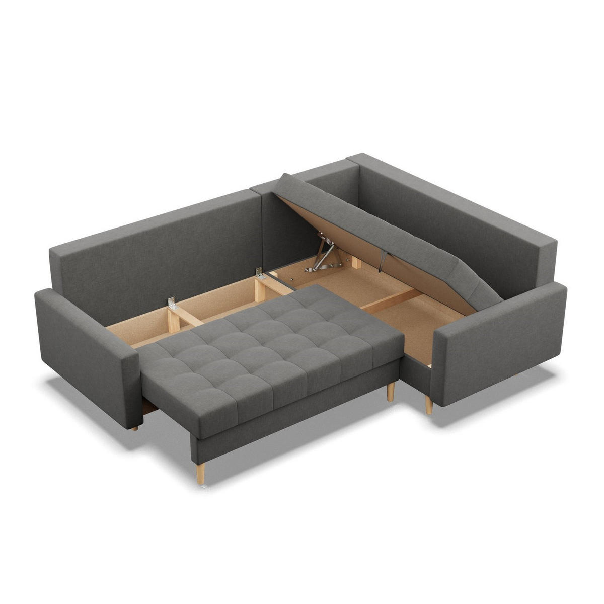 ECKSOFA RECHTS MIT SCHLAFFUNKTION ELMA, Dunkelgrau - Dunkelgrau, Textil (223/172cm) - Mebligo