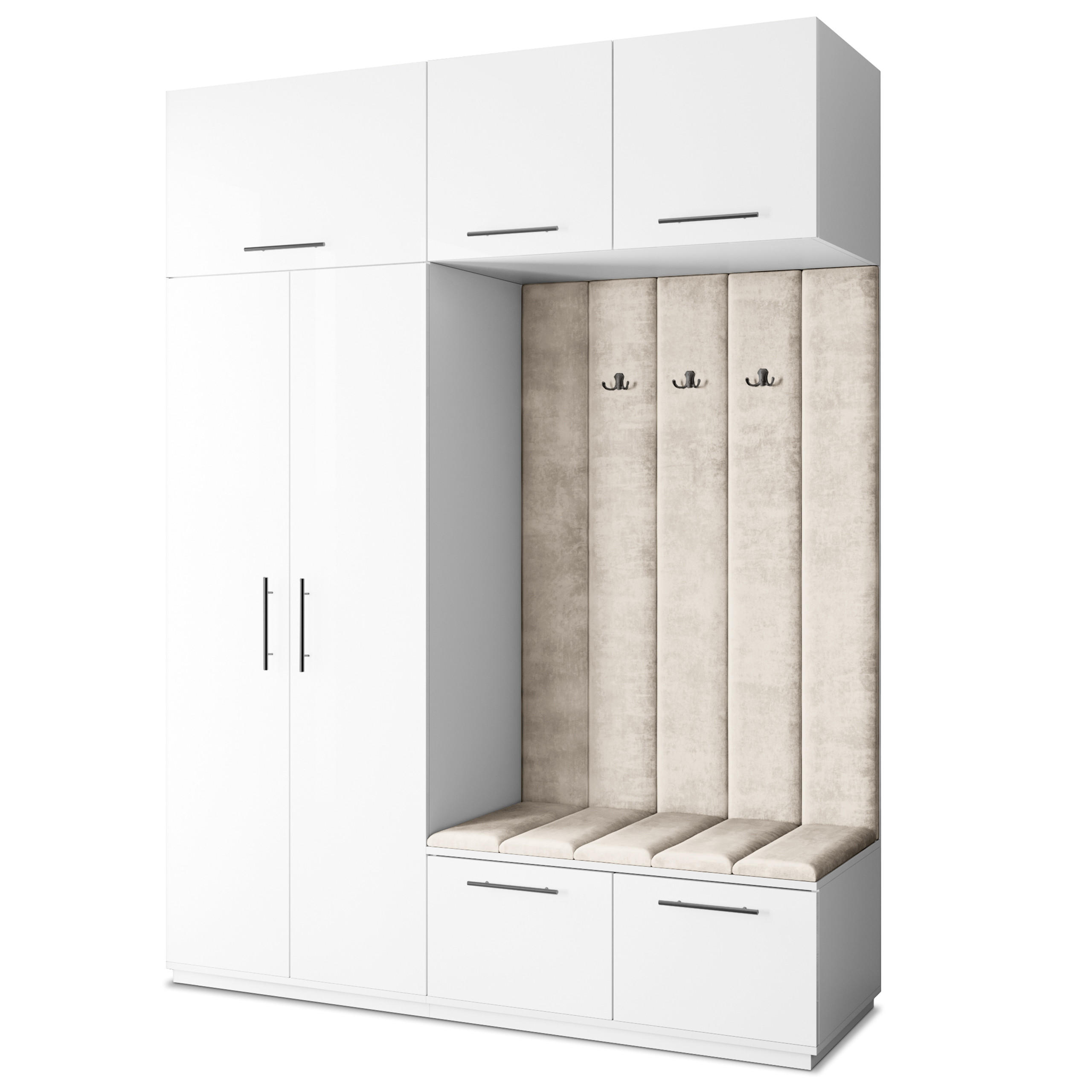 Masseno Garderobenschrank Weiß, Beige 180x240x60 cm