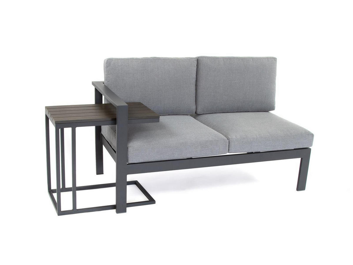 GARTENLOUNGE-SET Braga Grau Aluminium höhenverstellbarer Tisch für 5 Personen - Grau, Kunststoff - bellavista - Home & Garden