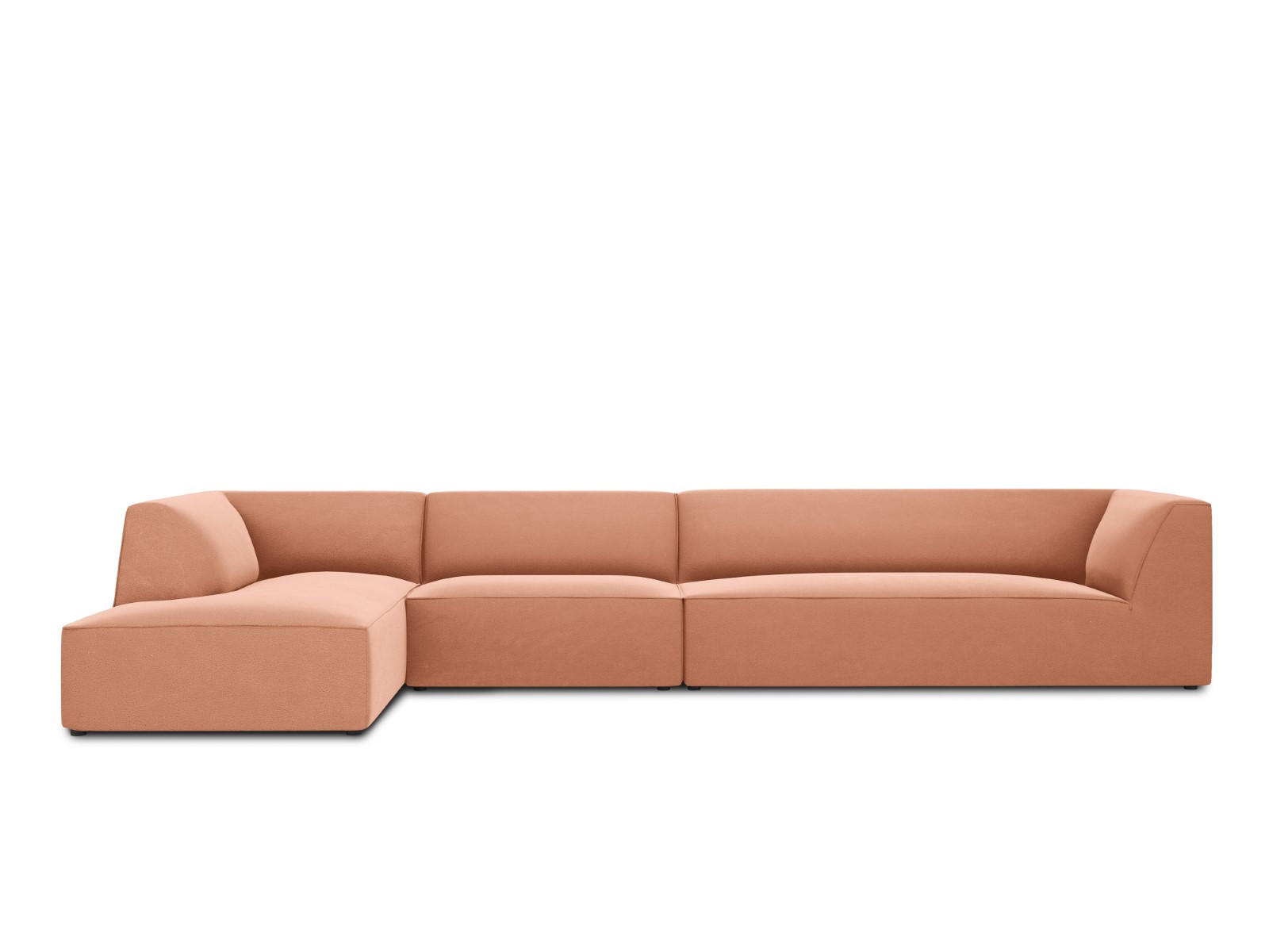 ECKSOFA links Ruby aus Samt rosa 5 Sitzplätze - Pink, Textil (180/366cm) - Micadoni