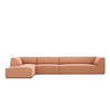 ECKSOFA links Ruby aus Samt rosa 5 Sitzplätze - Pink, Textil (180/366cm) - Micadoni