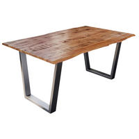 ESSTISCH DORA V - Beige/Silberfarben, Holz/Metall (80/120/77cm) - SAM