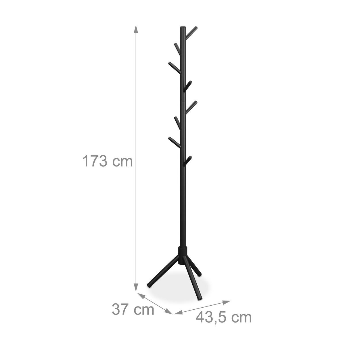 GARDEROBENSTÄNDER - Schwarz, Holz (43.5/173/37cm) - Relaxdays