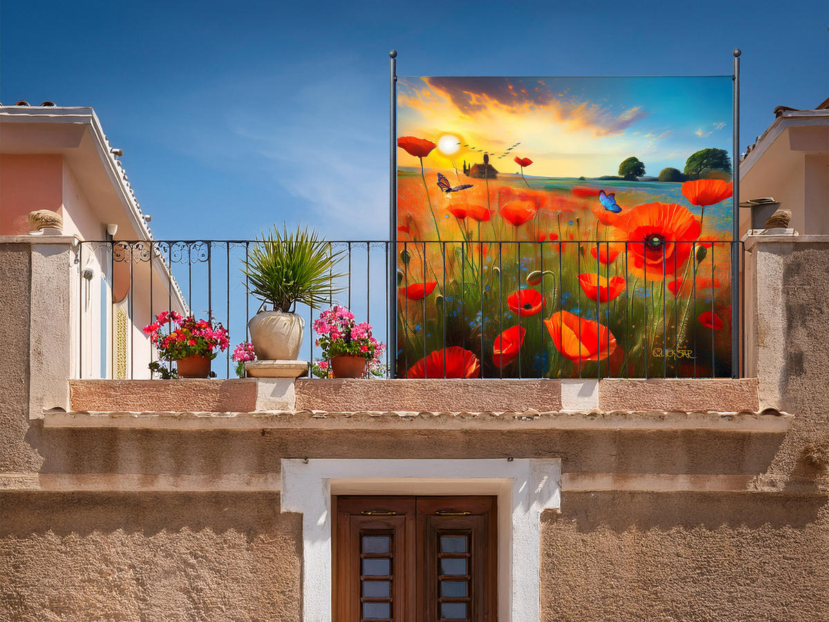 PARAVENT 1-tlg. 180x180 cm RETRO Flowers - Rot/Multicolor, Metall (178/180cm) - QUICK STAR