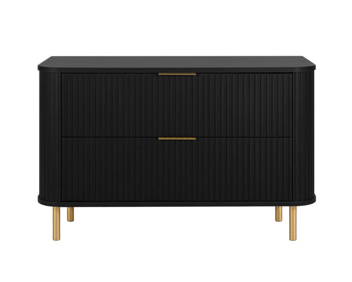 BADEZIMMERSCHRANK : Farbe Schwarz, Griff gold, Füße gold, 100 x 41,5 x 66,7 cm - Goldfarben/Schwarz, Holzwerkstoff (100/66.7/41.5cm) - 3XE LIVING
