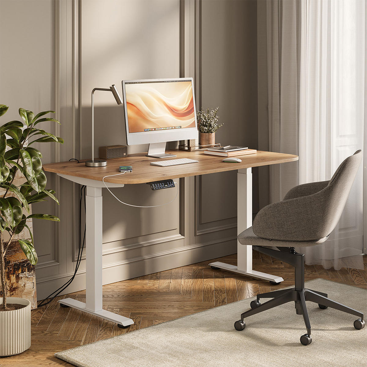 PSACÍ STŮL Elevate Bílá/Artisan - bílá, kompozitní dřevo (80/140/120cm) - Vicco