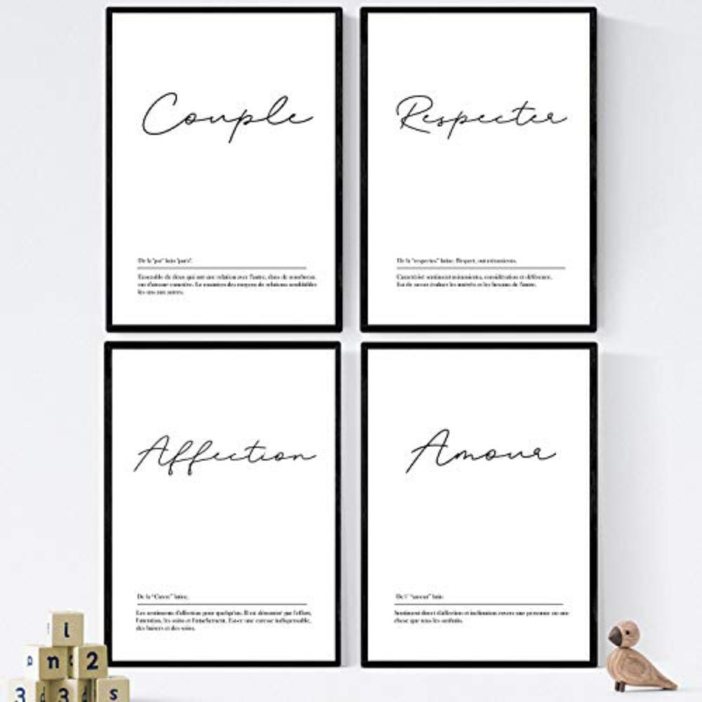 POSTER Set mit 4 Worten auf Französisch A3 Rahmenlos - Klar, Papier (29.7/3cm) - Nacnic