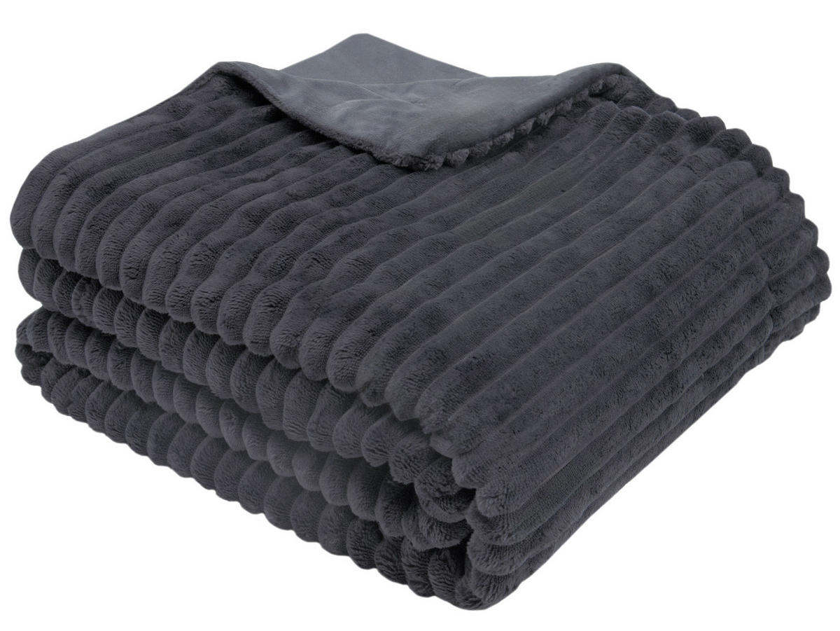 KUSCHELDECKE, 150 x 200 cm, 100% Polyester, Grau - Graphitfarben, Textil (150/200cm)