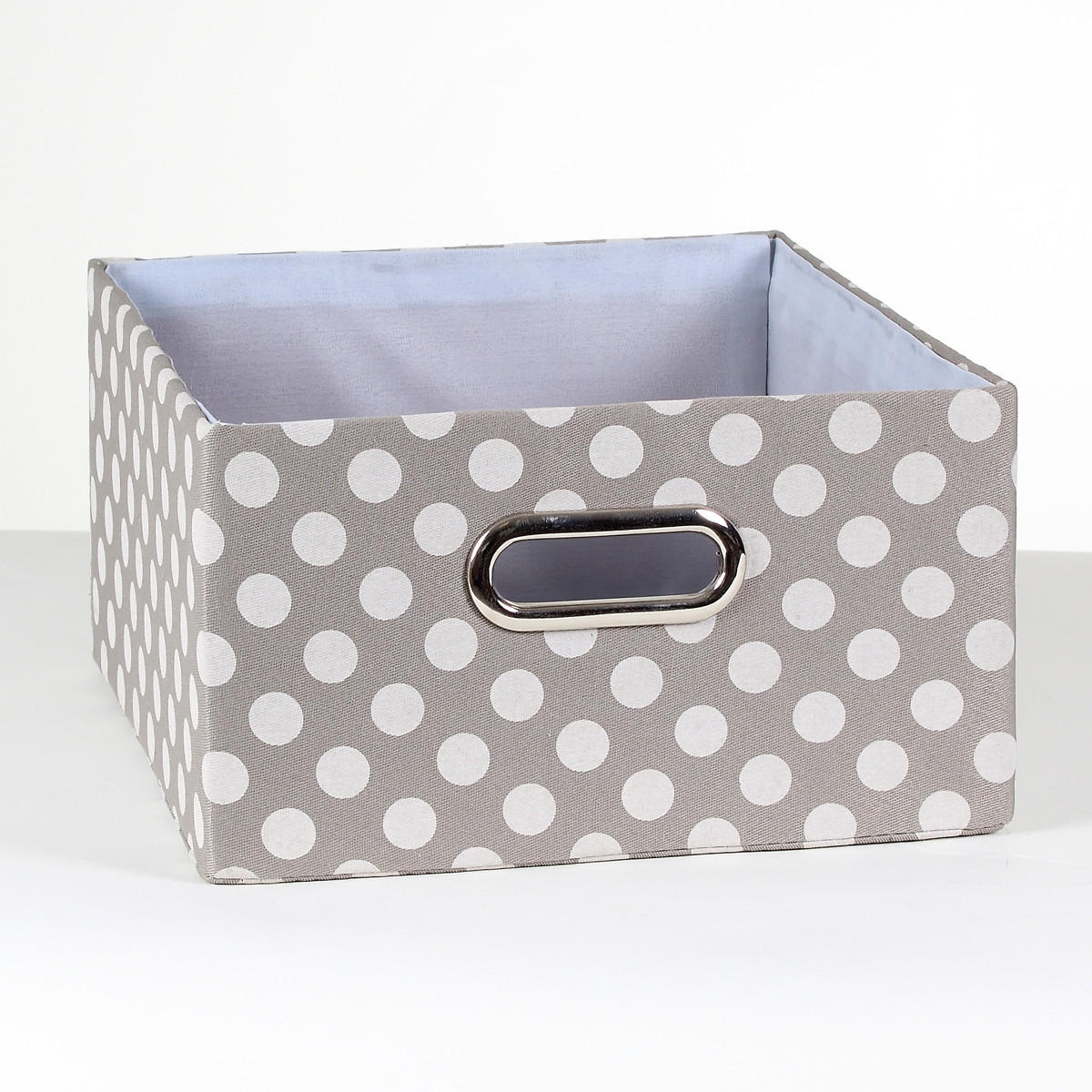 STOFFSCHUBLADE grau mit weißen Punkten - 30/27/15 cm - Grau, Textil (27/15/30cm) - Calicosy