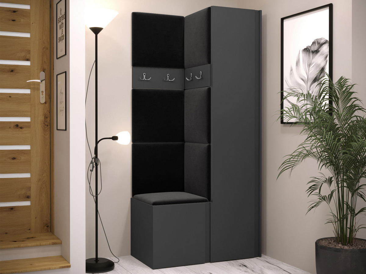 GARDEROBEN-SET Orion XXIV - Anthrazit/Graphitfarben, Holzwerkstoff/Kunststoff (82/186/46cm) - MIRJAN24