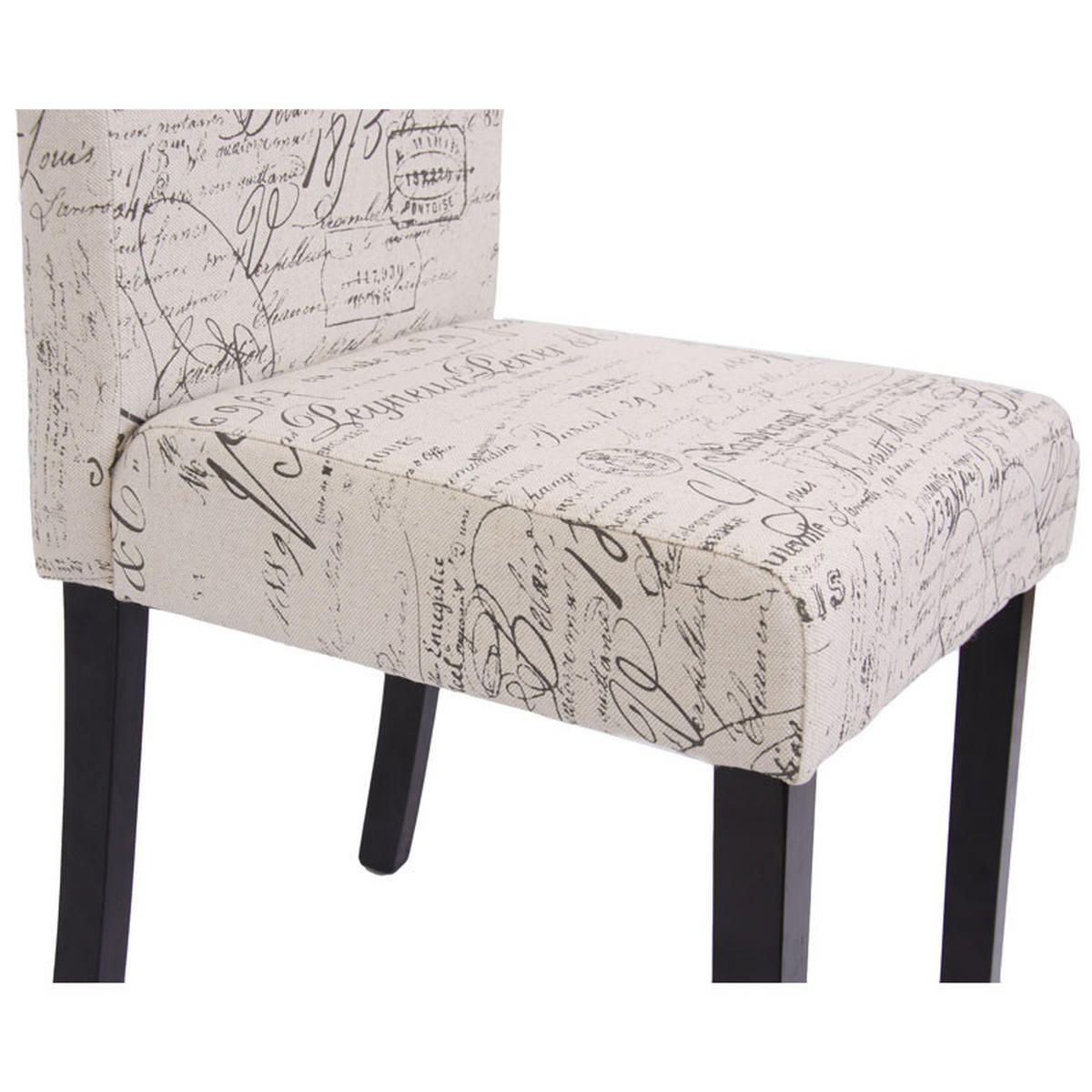 ESSZIMMERSTUHL 2er-Set klassisch und zeitlos 90x43x56cm Sitzhöhe 45cm Textil mit Schriftzug dunkle Beine Creme - Beige, Textil (43/90/56cm) - CHEFGASTRO