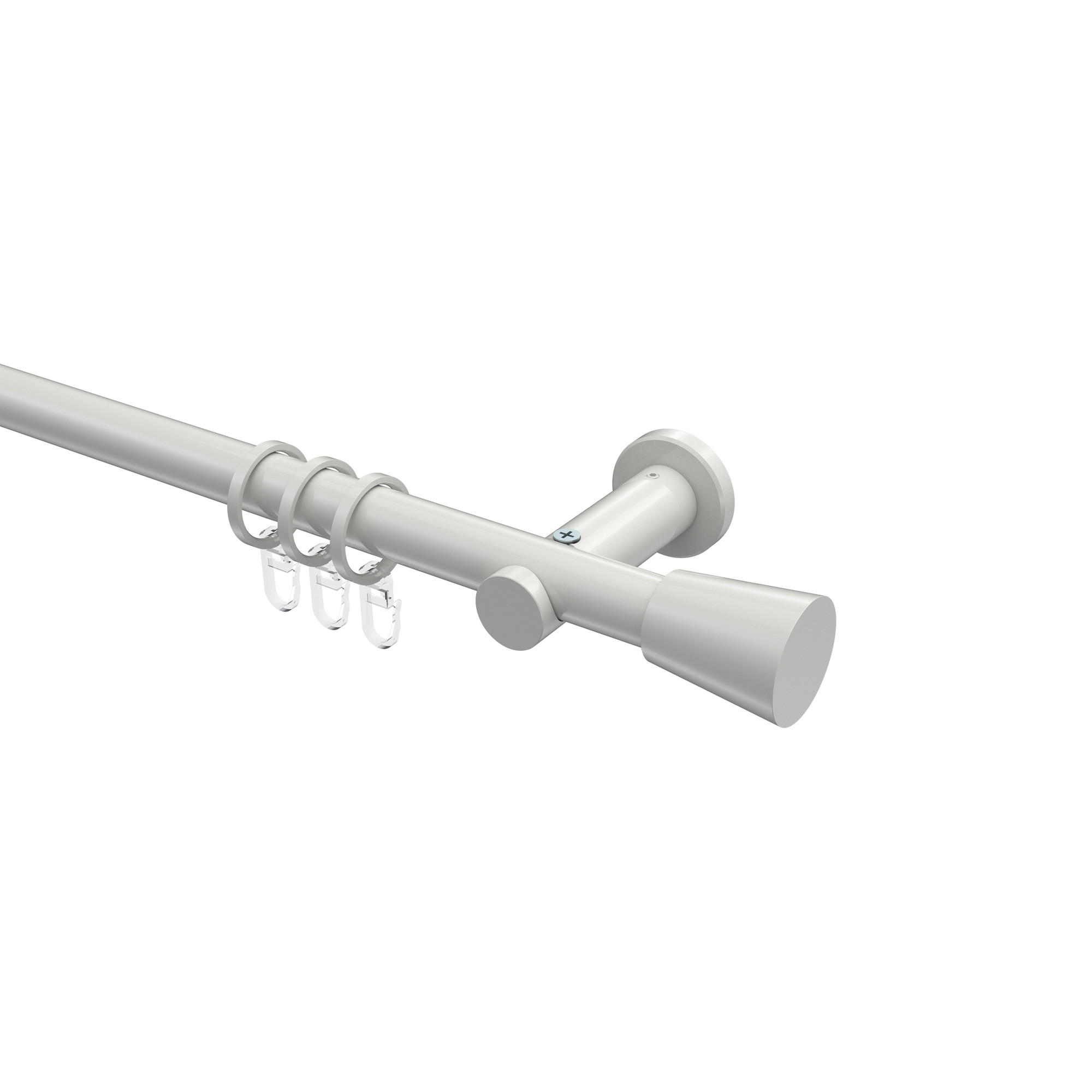 GARDINENSTANGEN-SET Platon Sitra 360 cm (geteilt in 2 x 180 cm), 1-läufig, 20 mm Ø Weiß - Weiß, Metall (360cm) - INTERDECO