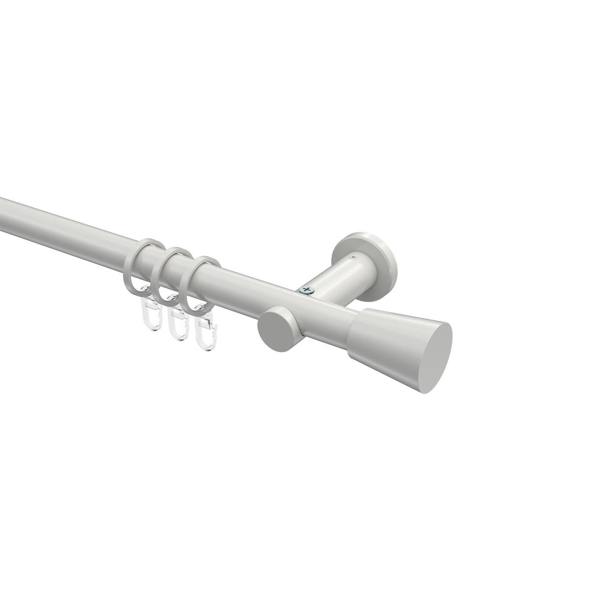 GARDINENSTANGEN-SET Platon Sitra 280 cm (geteilt in 2 x 140 cm), 1-läufig, 20 mm Ø Weiß - Weiß, Metall (280cm) - INTERDECO