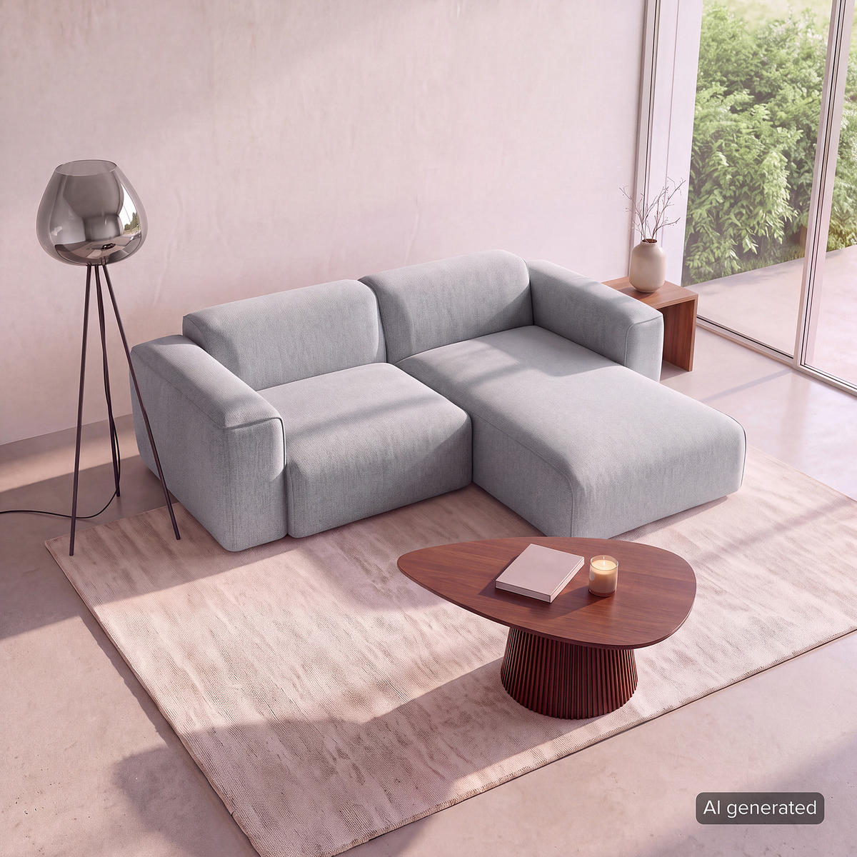 1,5-SITZER ECKSOFA mit Longchair - Hellgrau/Schwarz, Kunststoff/Textil (260/173cm) - home24