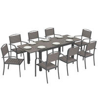 GARTENTISCHGRUPPE DE-18128 ausziehbar 150-225 cm, 8 Aluminium-Stühle Grau - Grau, Metall - ComfortXL