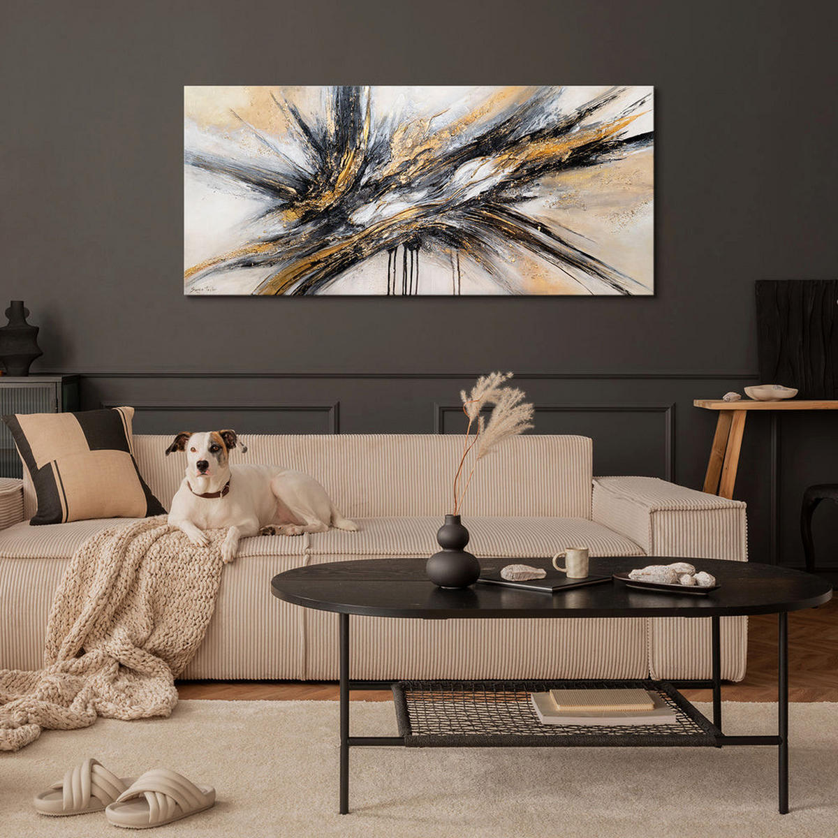 GEMÄLDE Fluss der Kraft auf Keilrahmen 115x50 cm - Multicolor, Holz (115/50cm) - YS-art gallery