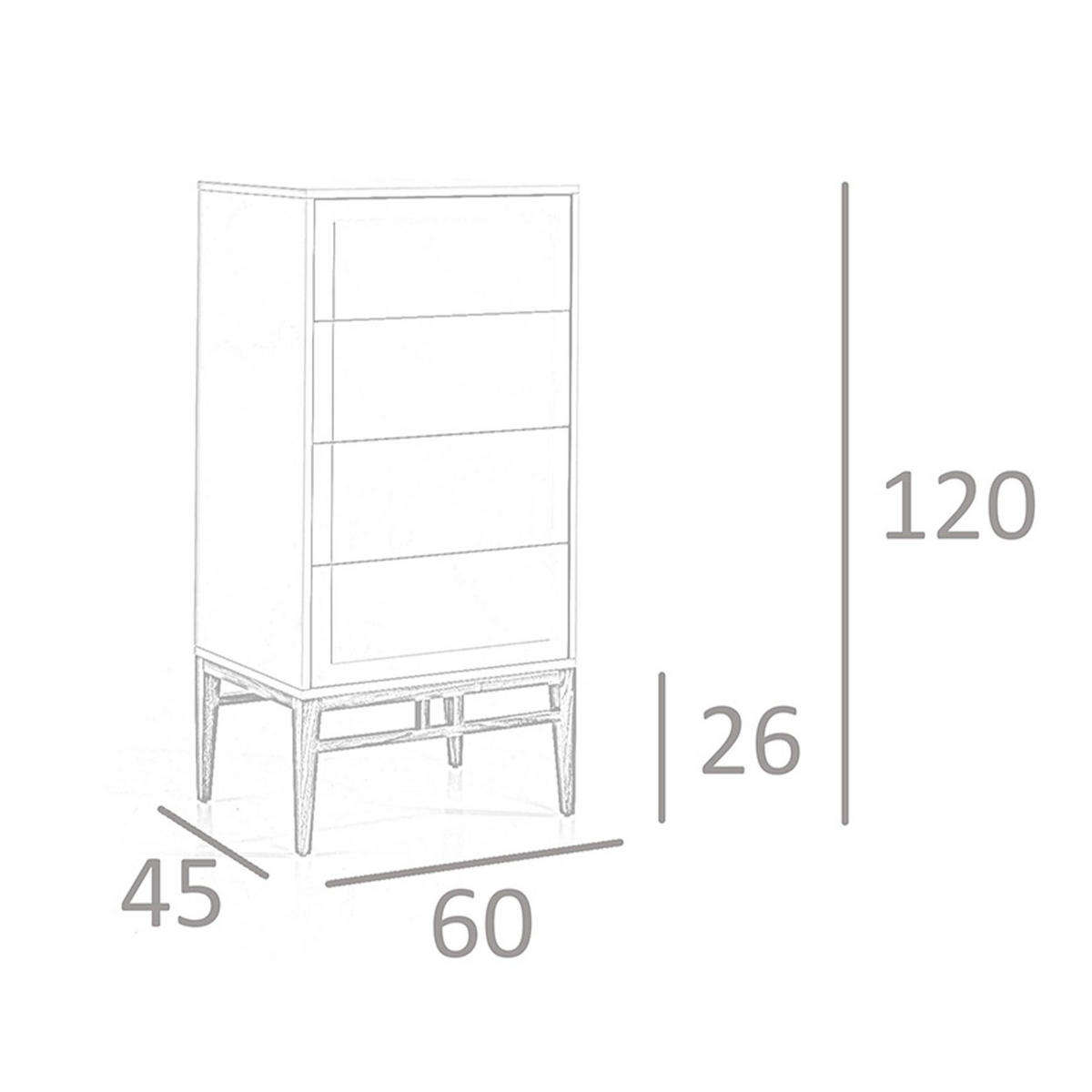 KOMMODE Chiffonier in Beige und Walnussholz 60/45/120 cm - Walnussfarben/Grau, Holz (60/120/45cm) - ANGEL CERDA