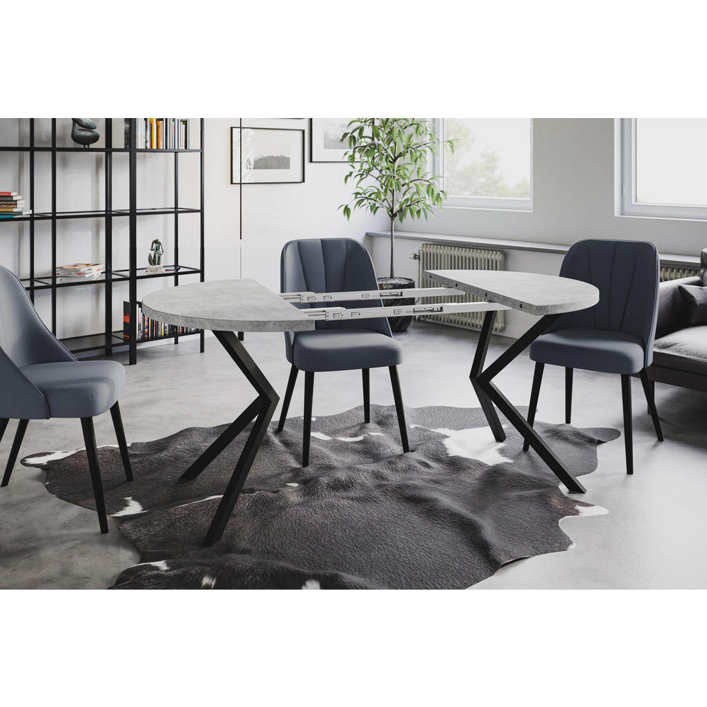 Thumbnail - Alpi-Möbel Esszimmertisch, Grau, Schwarz, Holzwerkstoff, Rund, X-Form, 120x76x120 cm, Esszimmer, Tische, Esstische