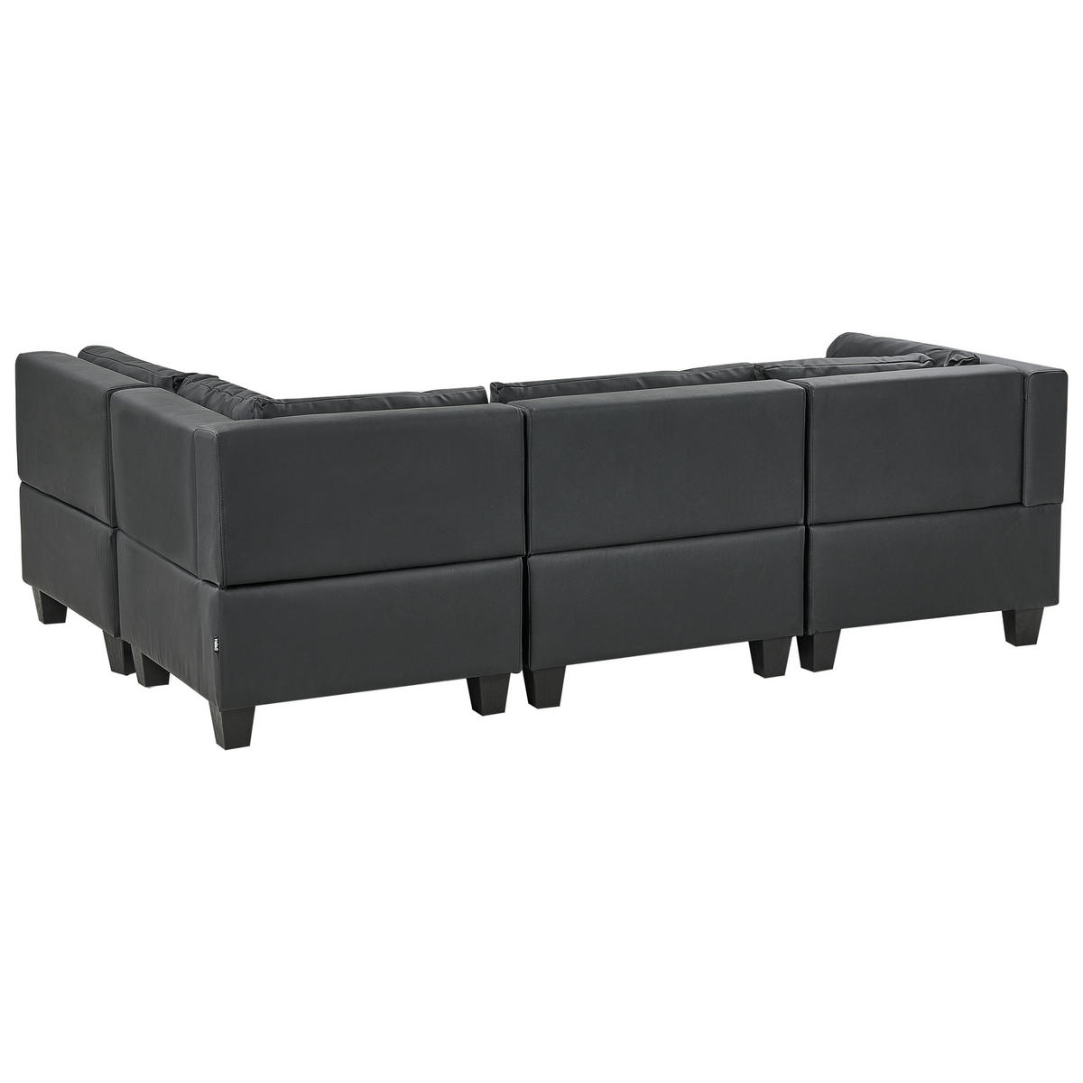COLȚAR modul cu 4 locuri pe partea stângă negru piele ecologică Unstad - negru, material plastic (228/152cm) - Beliani