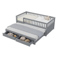 SCHLAFSOFA 90/200 cm mit Ausziehbett, 2 Schubladen und Rundum-Sicherheitsgitter, Grau - Grau, Holzwerkstoff (95/77.5/205cm) - Redom