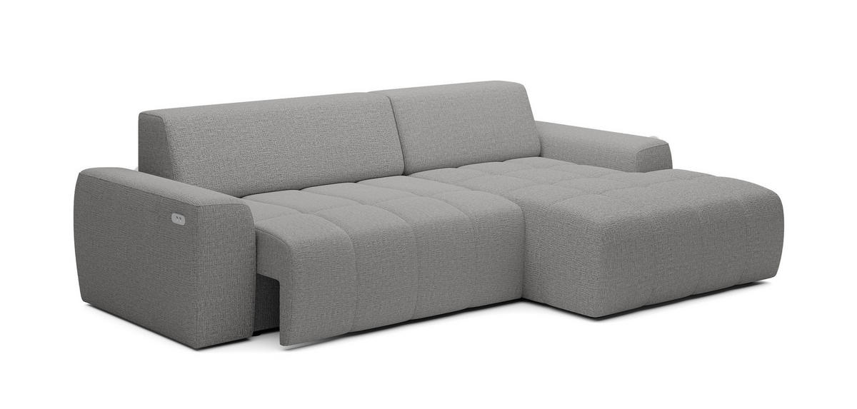 ECKSOFA Savio Freistehend, mit Abriebfestem Kansas-Stoff, Maße 265x172x81 cm, Ausziehbare Sitzfläche 206x92 cm, Rechte, – Hellgrau - Hellgrau, Holz/Textil (265/172cm) - DomoHome