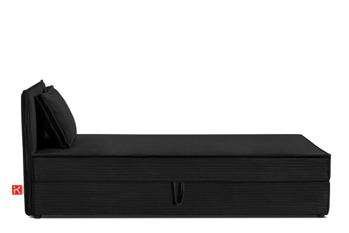 BOXSPRINGBETT ROTI Einzelbett, schwarz - Schwarz, Holz/Holzwerkstoff (100/200cm) - KONSIMO®