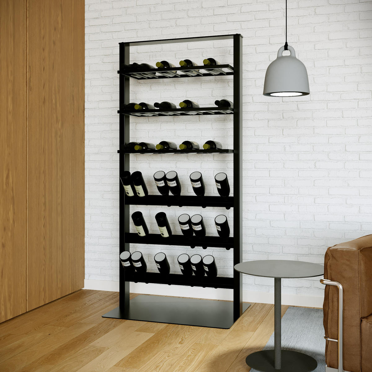 WEINREGAL Piemont Metall,Schwarz, Für 54 Weinflaschen 170/80/60cm - Schwarz, Metall (60/170/80cm) - Metalo Pro