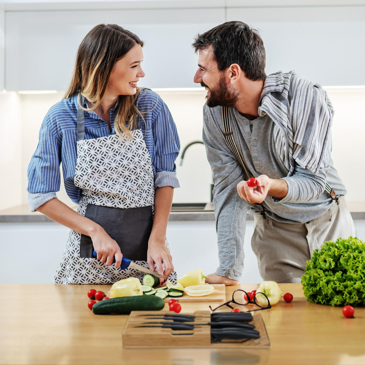 MESSERHALTER Schublade - Hellbraun, Holz (43.5/4.5/23cm) - Relaxdays