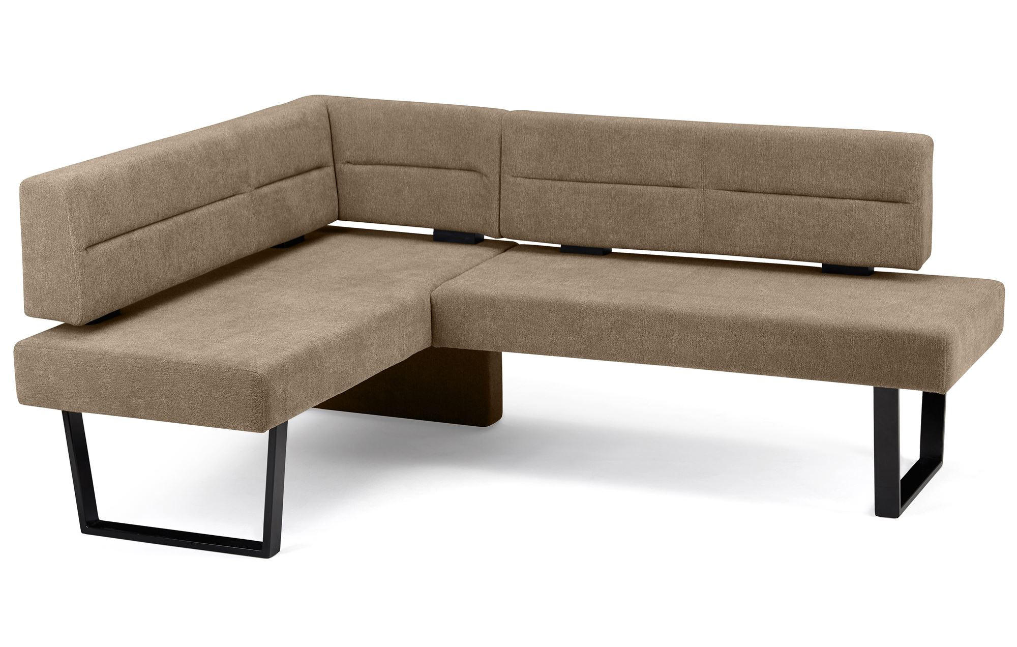 ECKBANK Doralyn für 5 Personen Metall+Microfaser Schwarz/Braun - Schwarz/Braun, Kunststoff (155/195cm) - 58aufmkessel