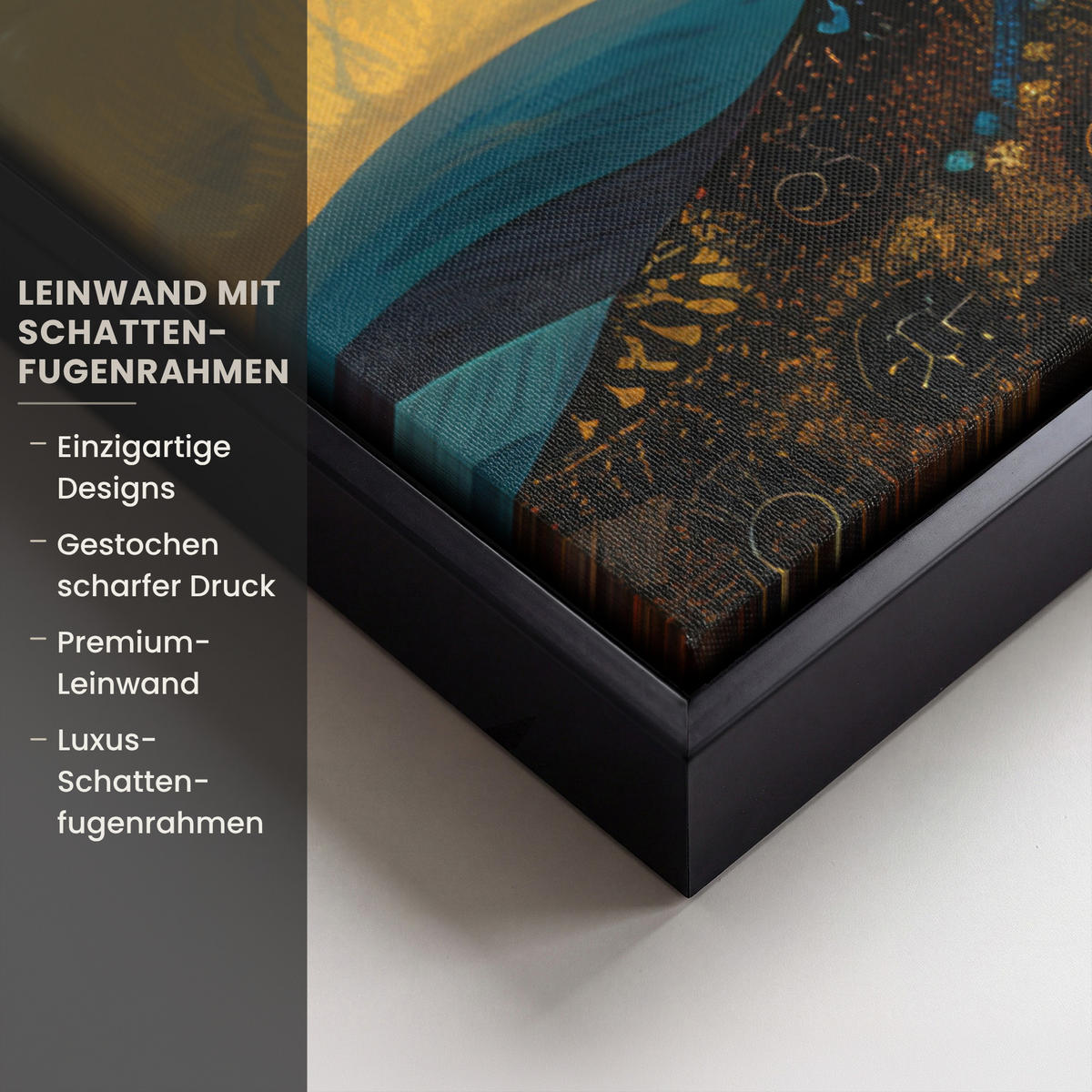 LEINWAND Bilder mit Rahmen - Baum - Mond - Blumen - Gold - Kunst - 40x60 - Orange, Textil (40/60cm) - MuchoWow
