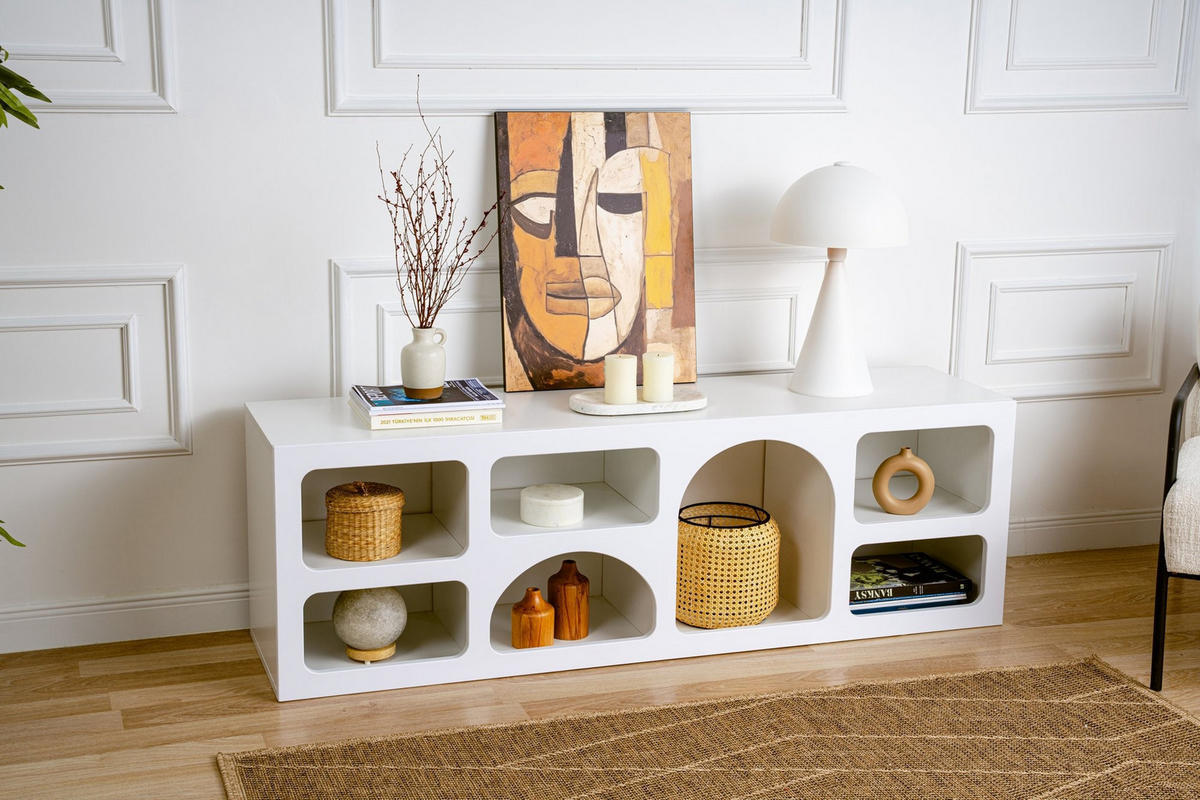 BUFFETSCHRANK ferlis weiss - Weiß, Holz (40/51/160cm) - Habitat Garten