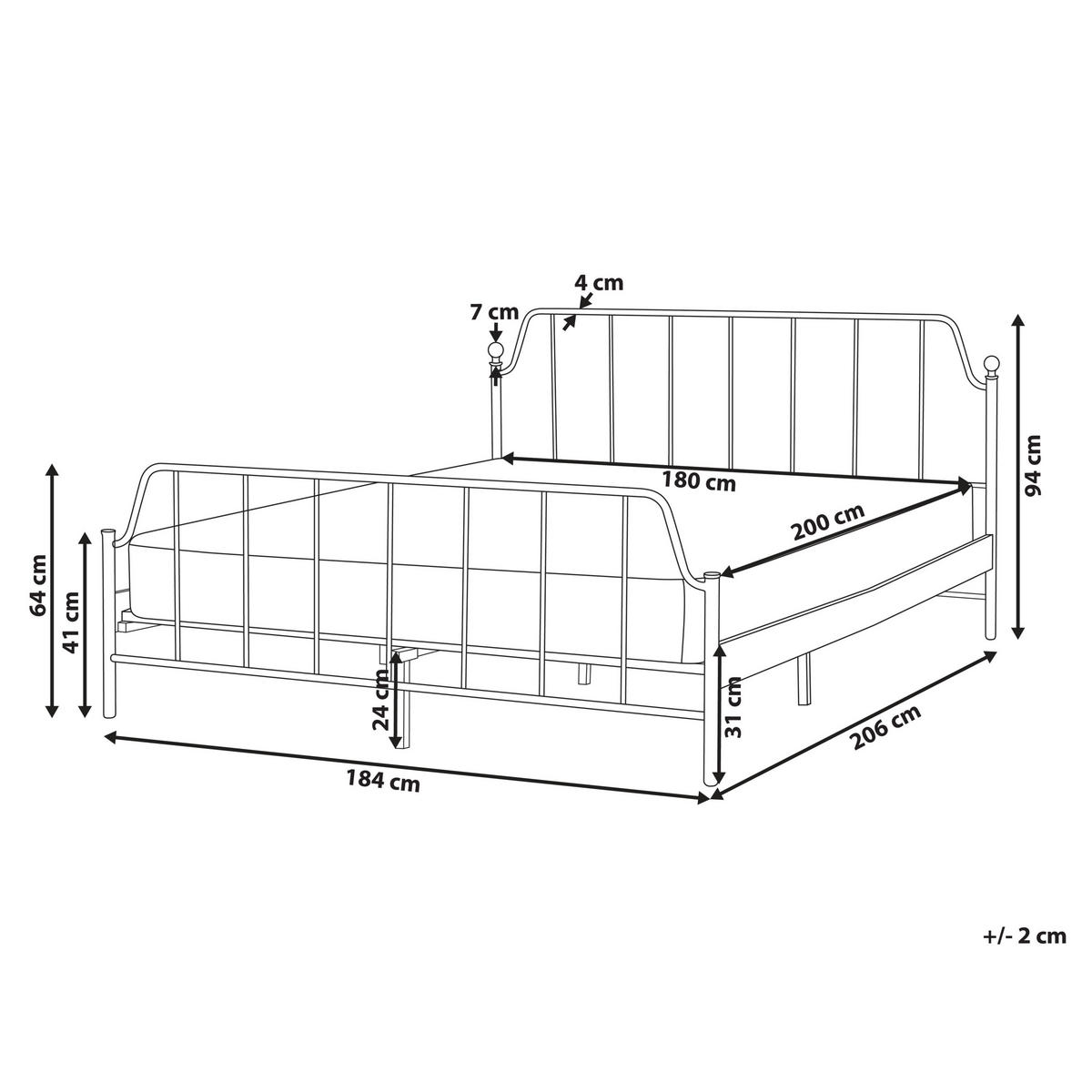 BETT mit Lattenrost 180x200 cm Schwarz Mauressac - Schwarz, Metall (180/200cm) - Beliani