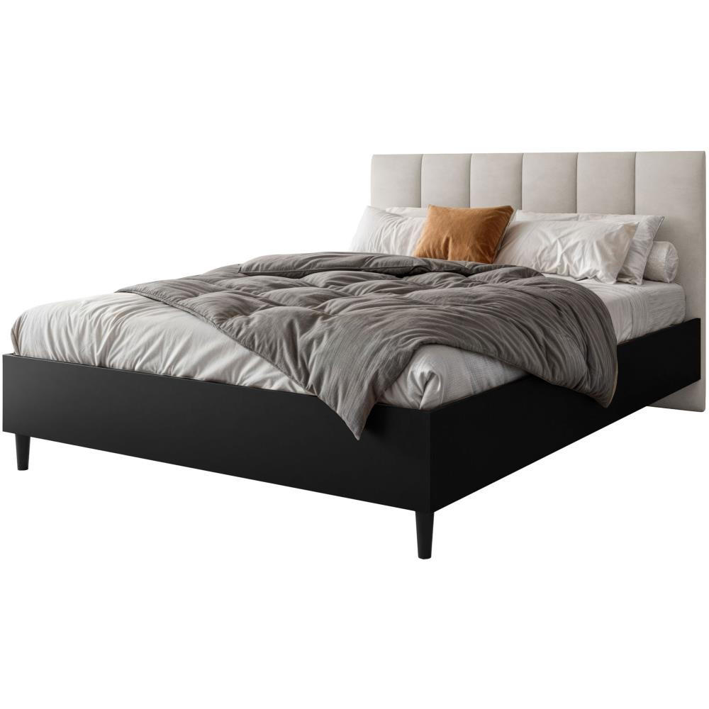 POLSTERBETT Lectus 166/211/108 schwarz/beige - Beige/Schwarz, Holzwerkstoff/Textil (160/200cm) - Beautysofa