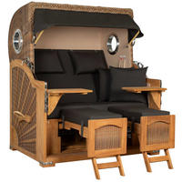 STRANDKORB XXL Düne Grande Teak Banana - Schwarz/Braun, Metall (142/170/95cm) - Mr. Deko