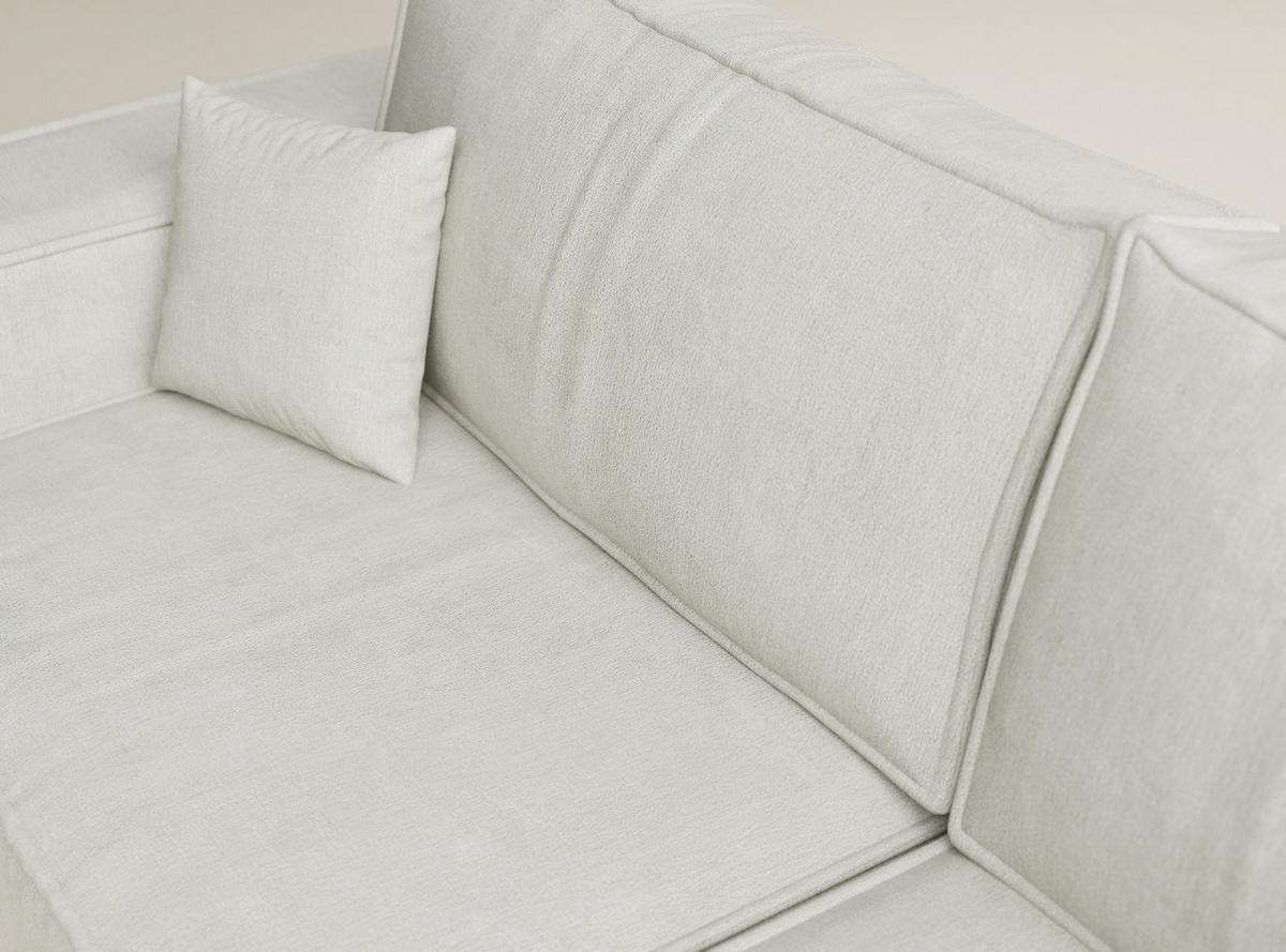 ECKSOFA MIT SCHLAFFUNKTION Tonga Creme Webstoff - Creme/Schwarz, Holz/Holzwerkstoff (255/105cm) - Maison de Reve