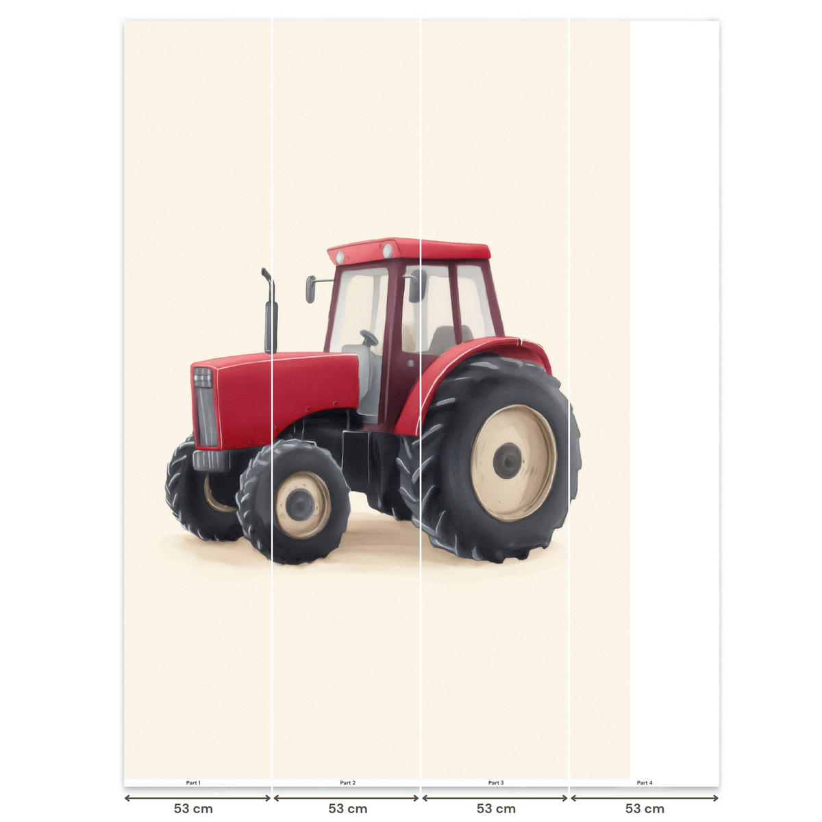KINDERTAPETE - Traktor - Minimalistisch - Illustration - Rot - 180x280 cm - Rot, Papier (180/280cm) - OnlyWow