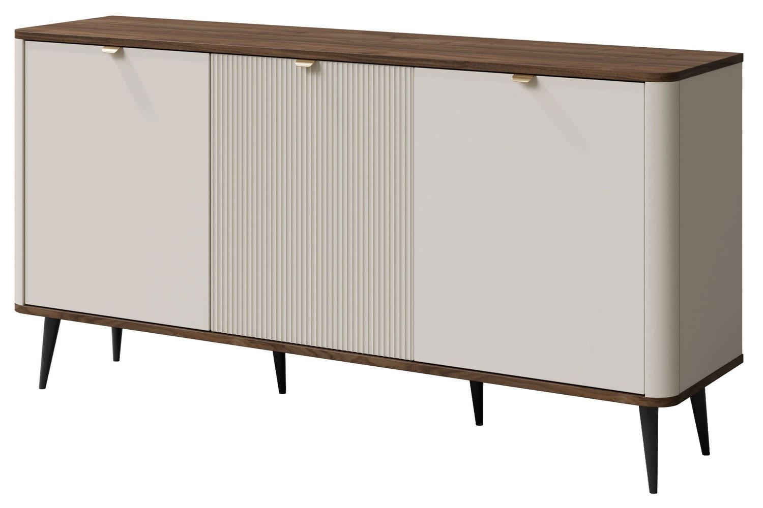 KOMMODE Marly Kaschmir / Walnuss 160 / 40 / 82cm - Kaschmir/Beige, Holz/Holzwerkstoff (160/82/40cm) - Feldmann-Wohnen